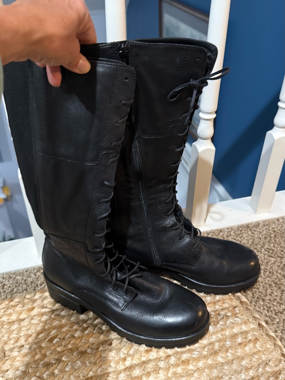 Vagabond Black Tall Lace-Up Leather Boots
